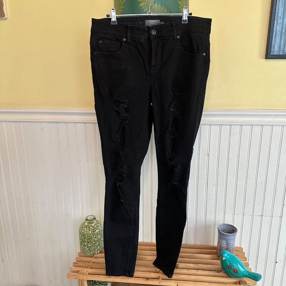 torrid Denim - Torrid Bombshell Skinny Jeans Premium Stretch Black Distressed Womens Size 12T